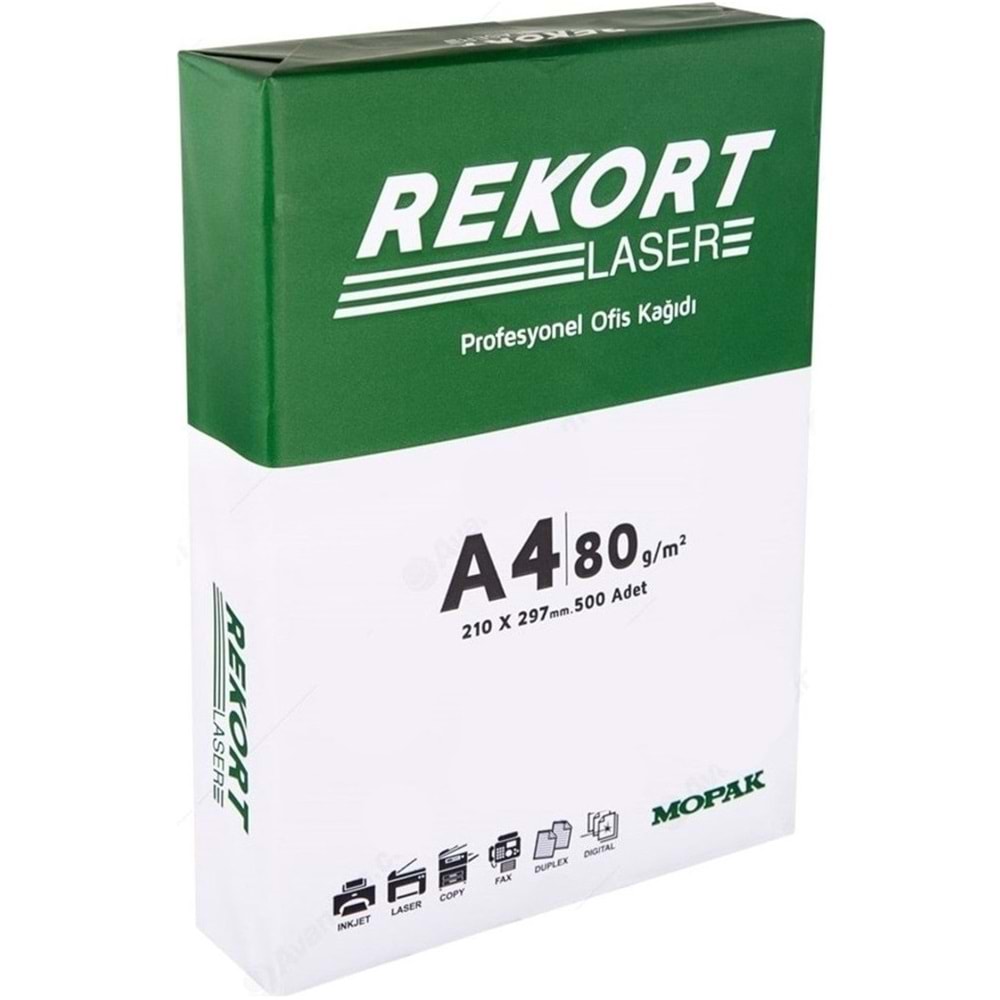 Mopak Rekort A4 80GR/M2 Fotokopi Kağıdı 20000 Adet (40PK*500)
