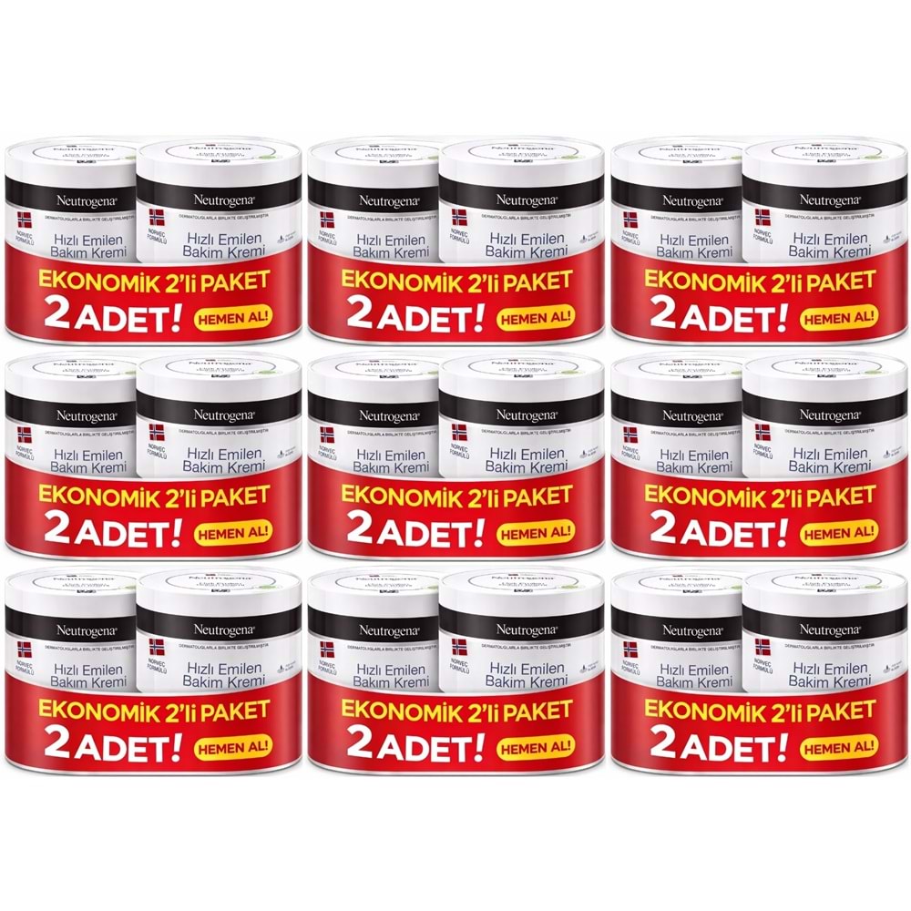 Neutrogena Norveç Formülü Hızlı Emilen Bakım Kremi 200ML+200ML 400ML Avantaj PK (9 Lu Set)