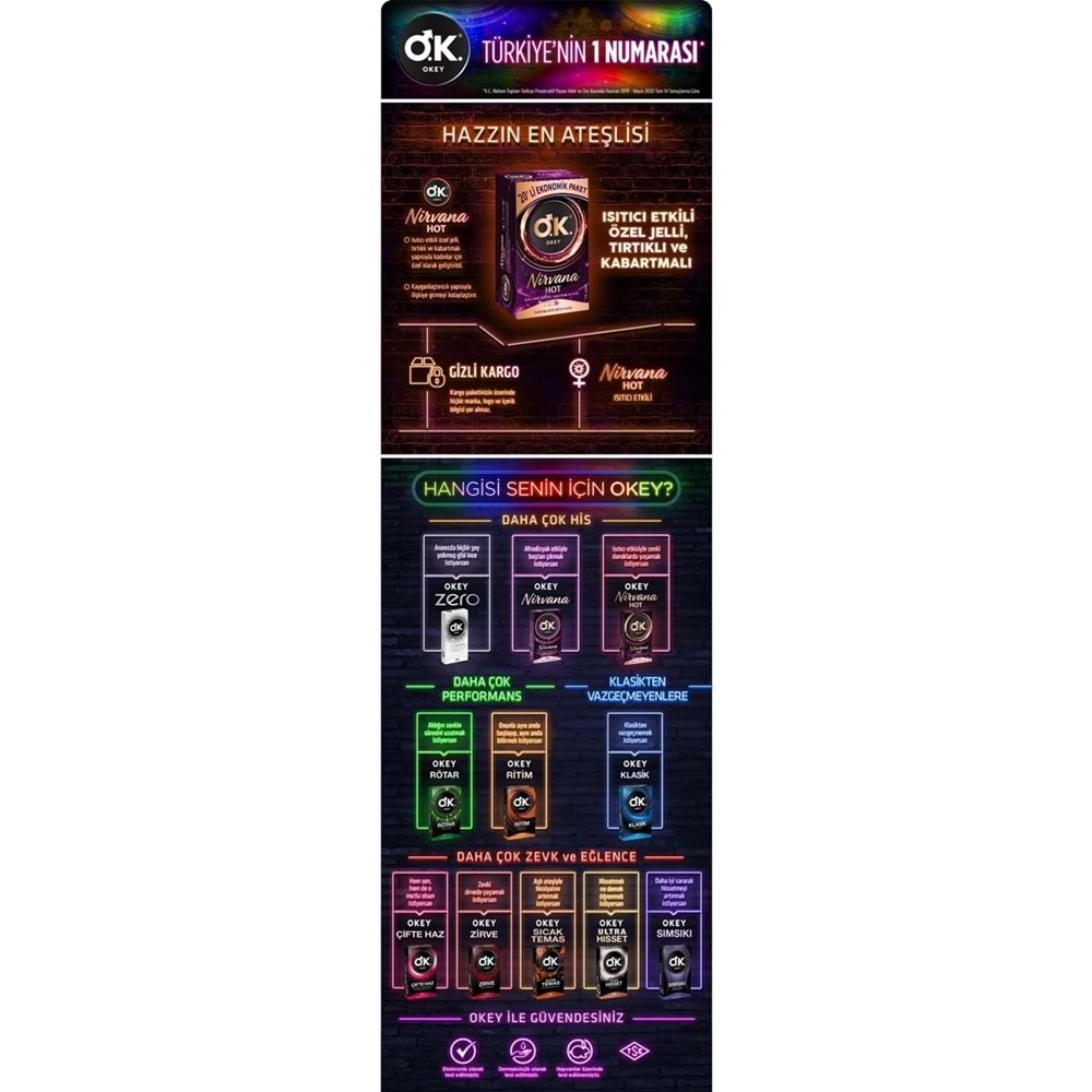 Okey Prezervatif 180 Adet Nirvana Ekonomik Pk (9PK*20)