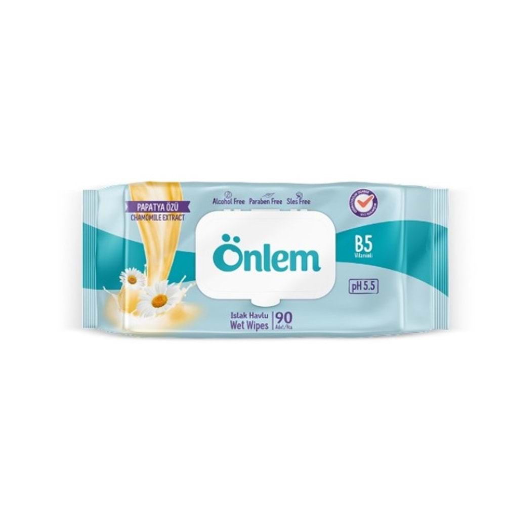 Önlem Islak Havlu Mendil 90 Yaprak Papatya Özü (9 Lu Set) Plastik Kapaklı 810 Yaprak