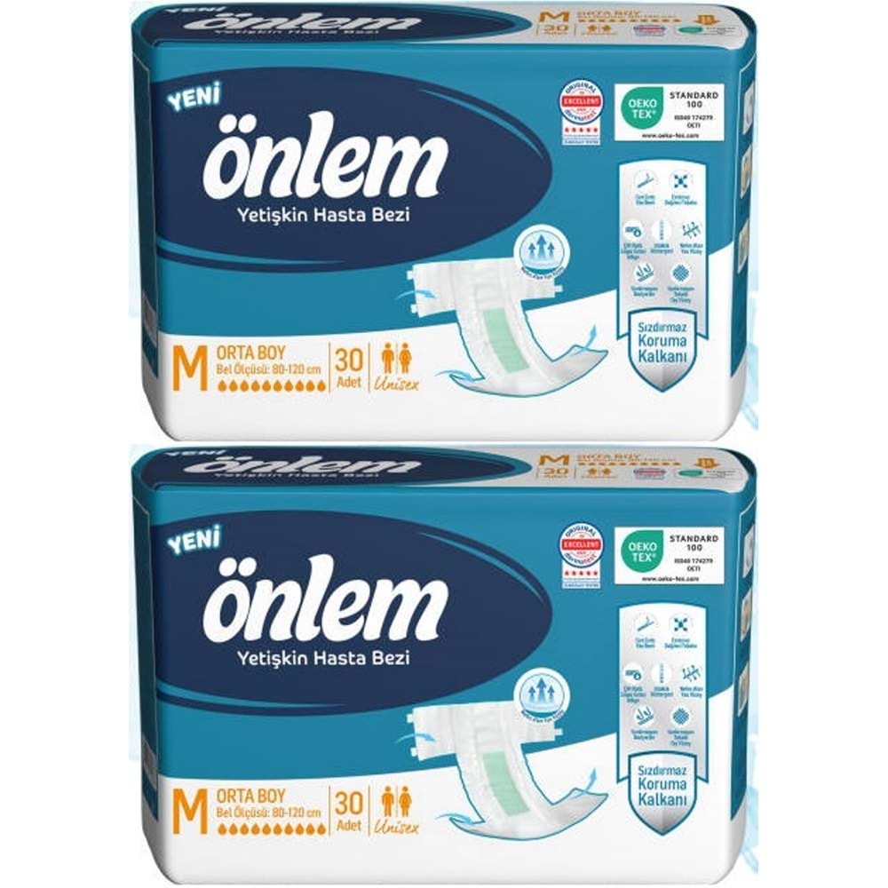 Önlem Yetişkin Bezi Bel Bantlı Tekstil Yüzey M - Medium - Orta 60 Adet (2PK*30)