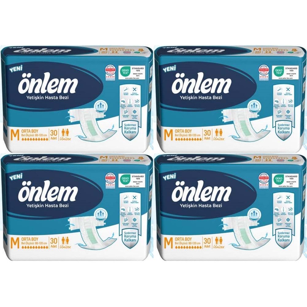 Önlem Yetişkin Bezi Bel Bantlı Tekstil Yüzey M - Medium - Orta 120 Adet (4PK*30)