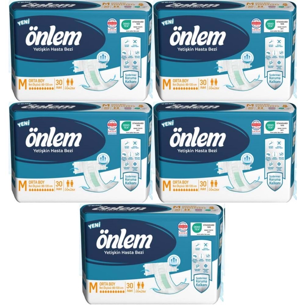 Önlem Yetişkin Bezi Bel Bantlı Tekstil Yüzey M - Medium - Orta 150 Adet (5PK*30)