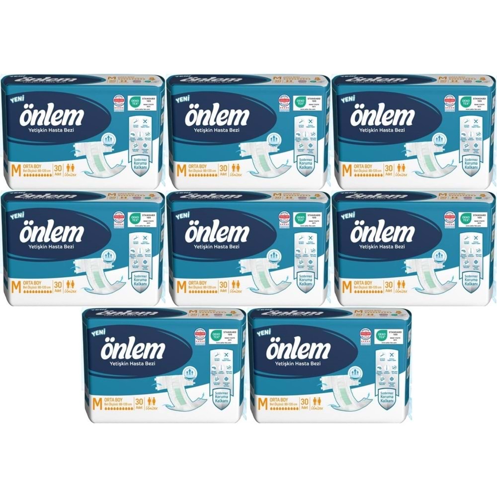 Önlem Yetişkin Bezi Bel Bantlı Tekstil Yüzey M - Medium - Orta 240 Adet (8PK*30)