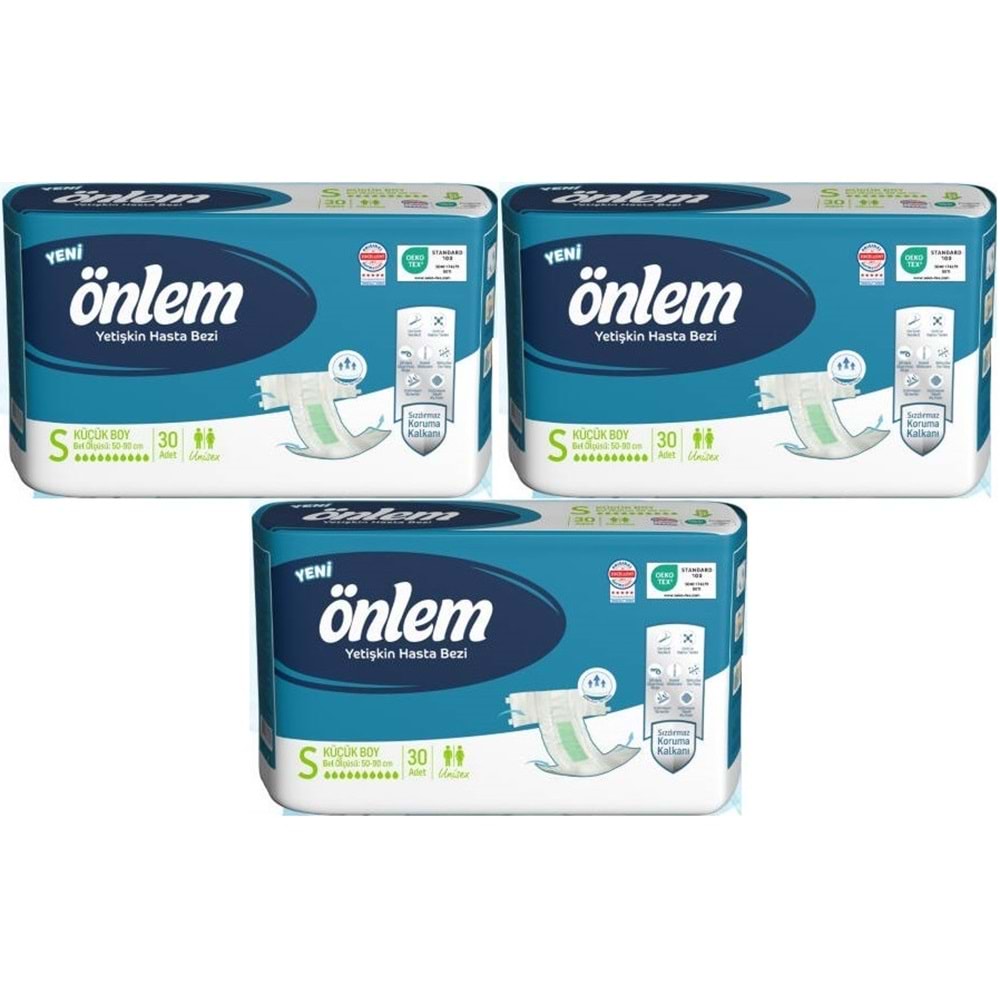 Önlem Yetişkin Bezi Bel Bantlı Tekstil Yüzey S - Small - Küçük 90 Adet (3PK*30)