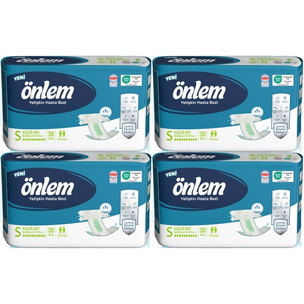 Önlem Yetişkin Bezi Bel Bantlı Tekstil Yüzey S - Small - Küçük 120 Adet (4PK*30)