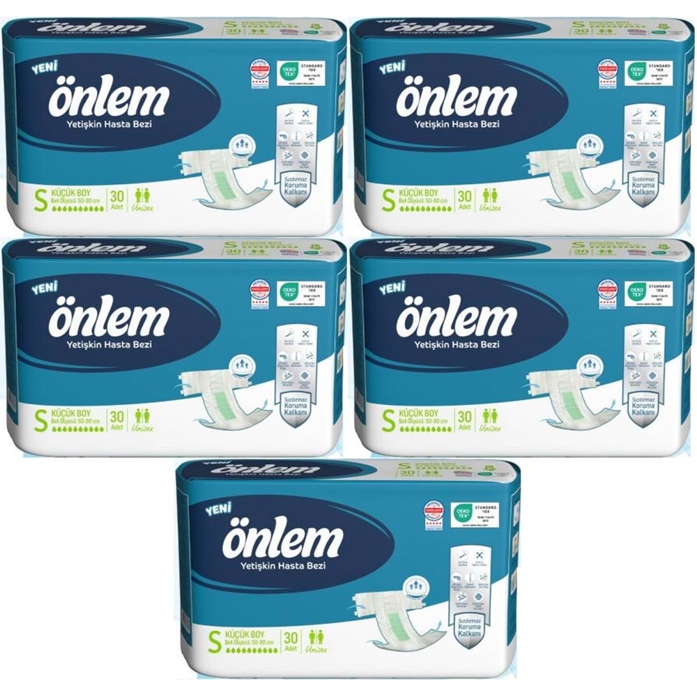 Önlem Yetişkin Bezi Bel Bantlı Tekstil Yüzey S - Small - Küçük 150 Adet (5PK*30)