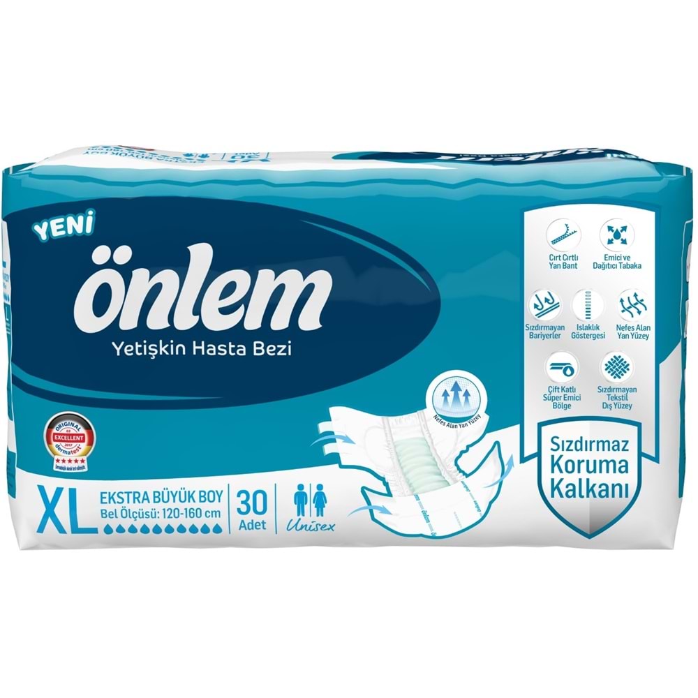 Önlem Yetişkin Bezi Bel Bantlı Tekstil Yüzey XL - Extra Large - Ekstra Büyük 180 Adet (6PK*30)