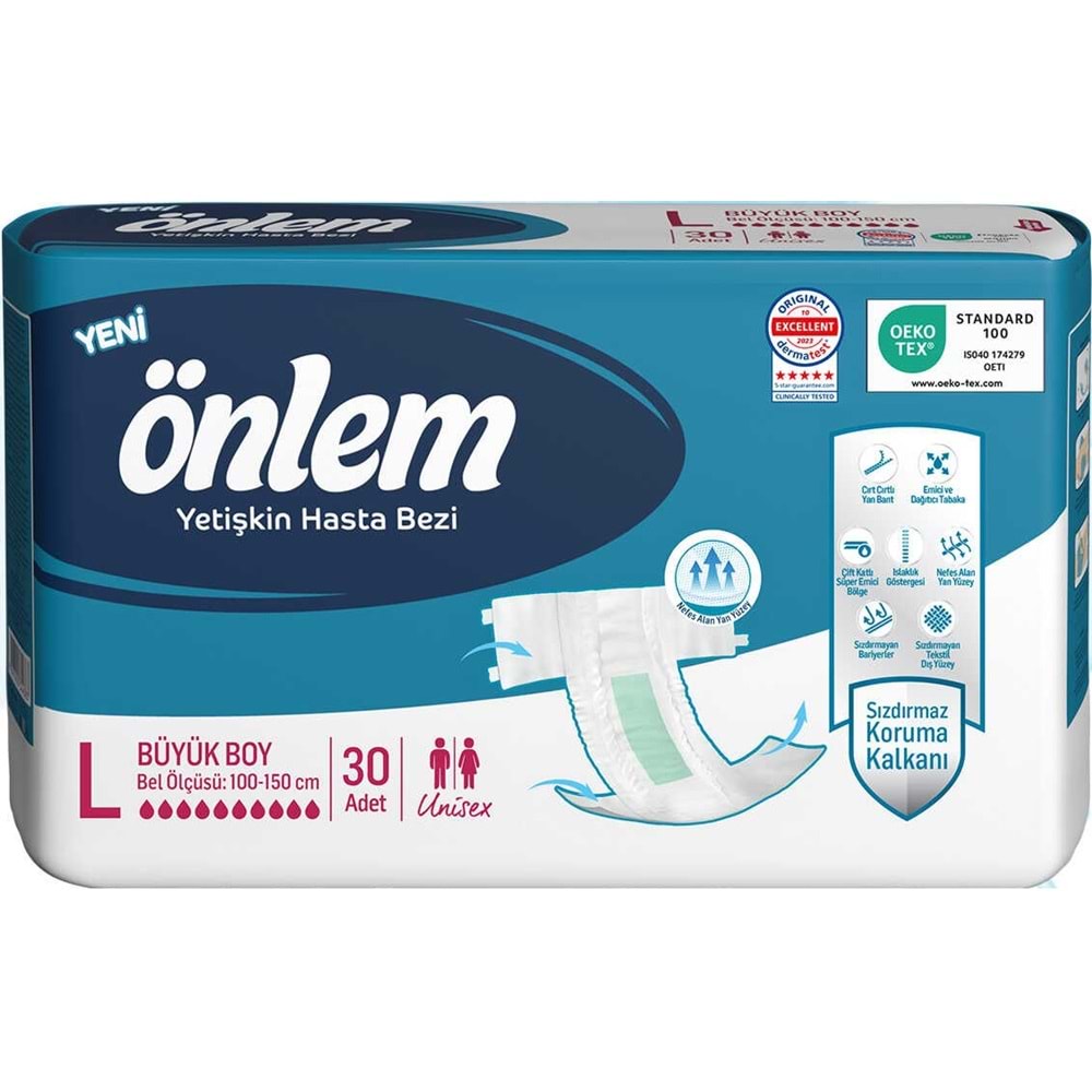 Önlem Yetişkin Bezi Bel Bantlı Tekstil Yüzey L - Large - Büyük 90 Adet (3PK*30)