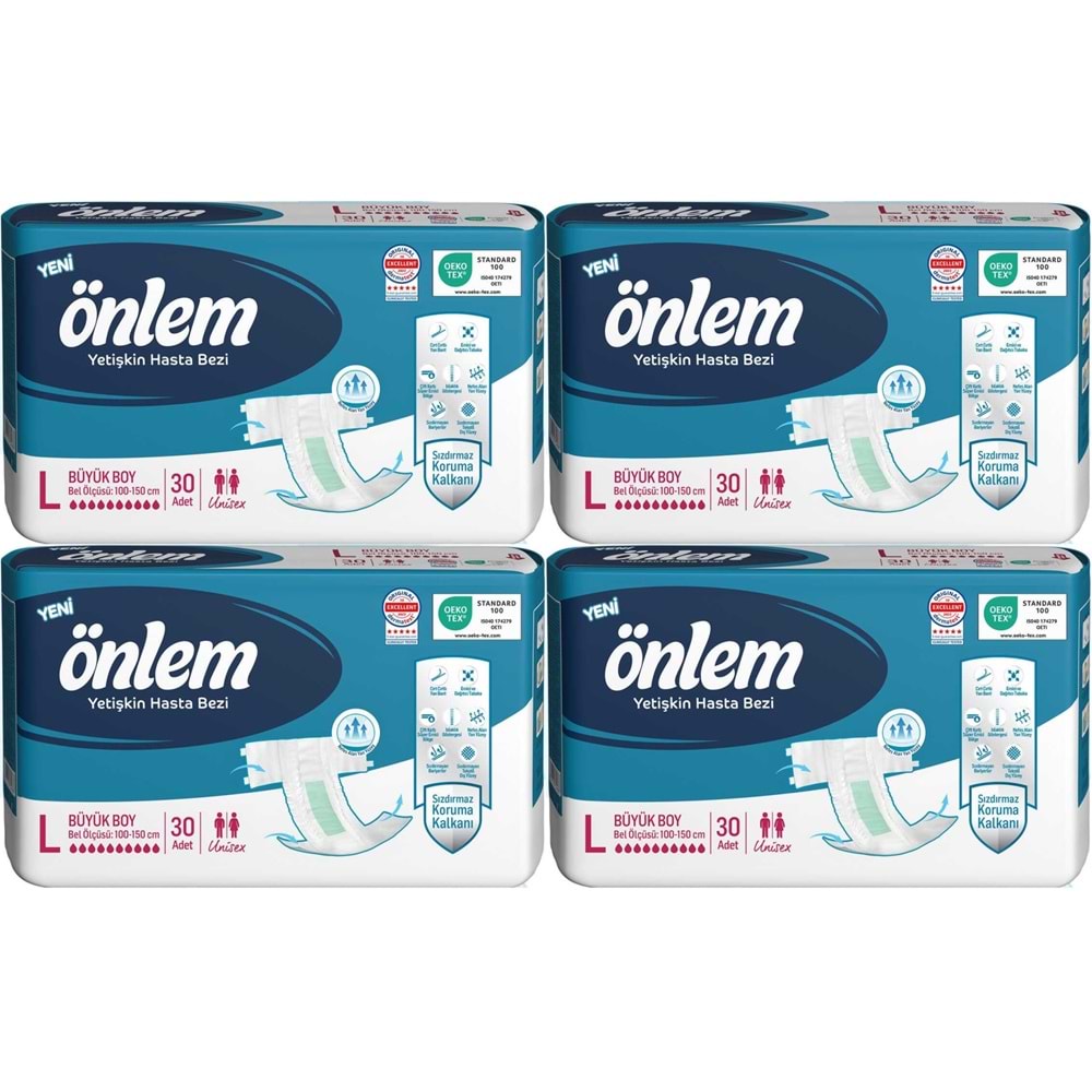Önlem Yetişkin Bezi Bel Bantlı Tekstil Yüzey L - Large - Büyük 120 Adet (4PK*30)