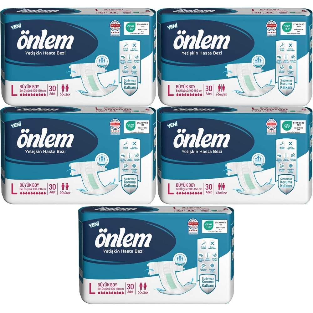 Önlem Yetişkin Bezi Bel Bantlı Tekstil Yüzey L - Large - Büyük 150 Adet (5PK*30)