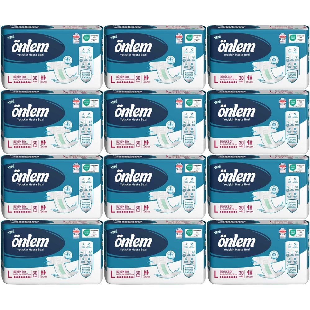 Önlem Yetişkin Bezi Bel Bantlı Tekstil Yüzey L - Large - Büyük 360 Adet (12PK*30)