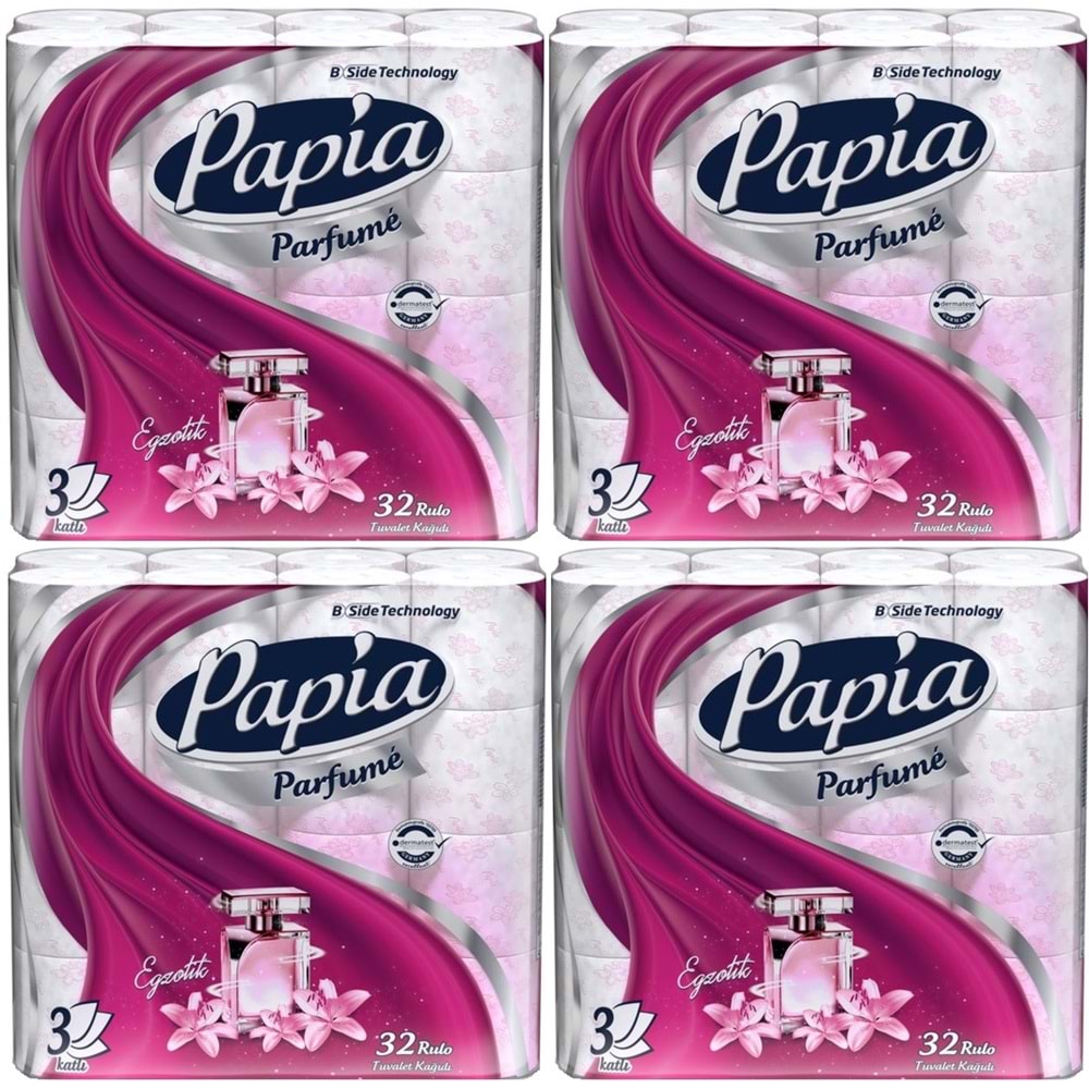 Papia Tuvalet Kağıdı (3 Katlı) 128 Li Pk (4PK*32) Egzotik Parfümlü
