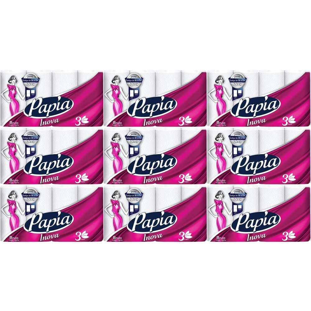 Papia kağıt Havlu (3 Katlı) 72 Li Set Inova (9PK*8)