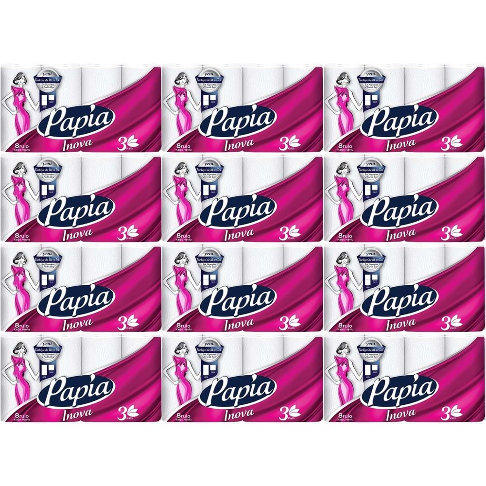 Papia kağıt Havlu (3 Katlı) 96 Lı Set Inova (12PK*8)