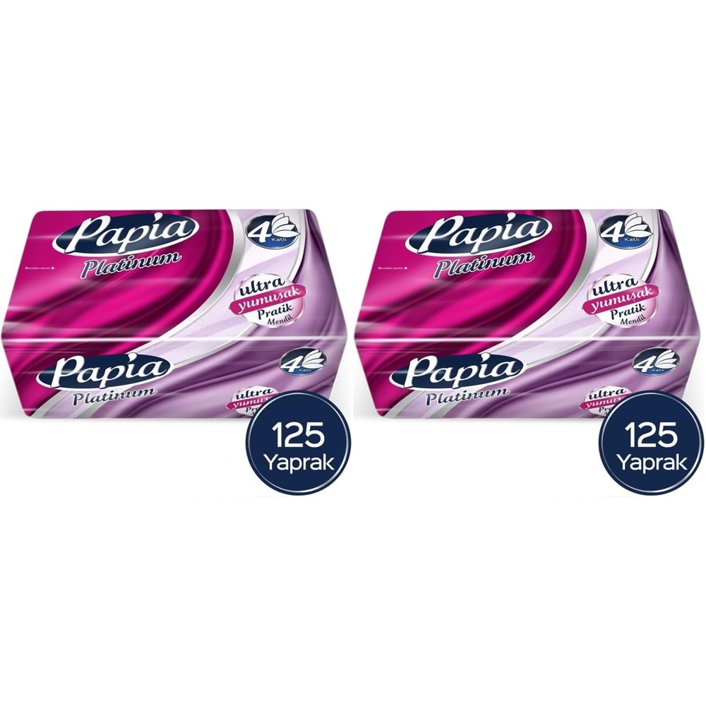Papia Platinum Pratik Mendil 125 Yaprak (4 Katlı) 250 Yaprak (2PK*125)