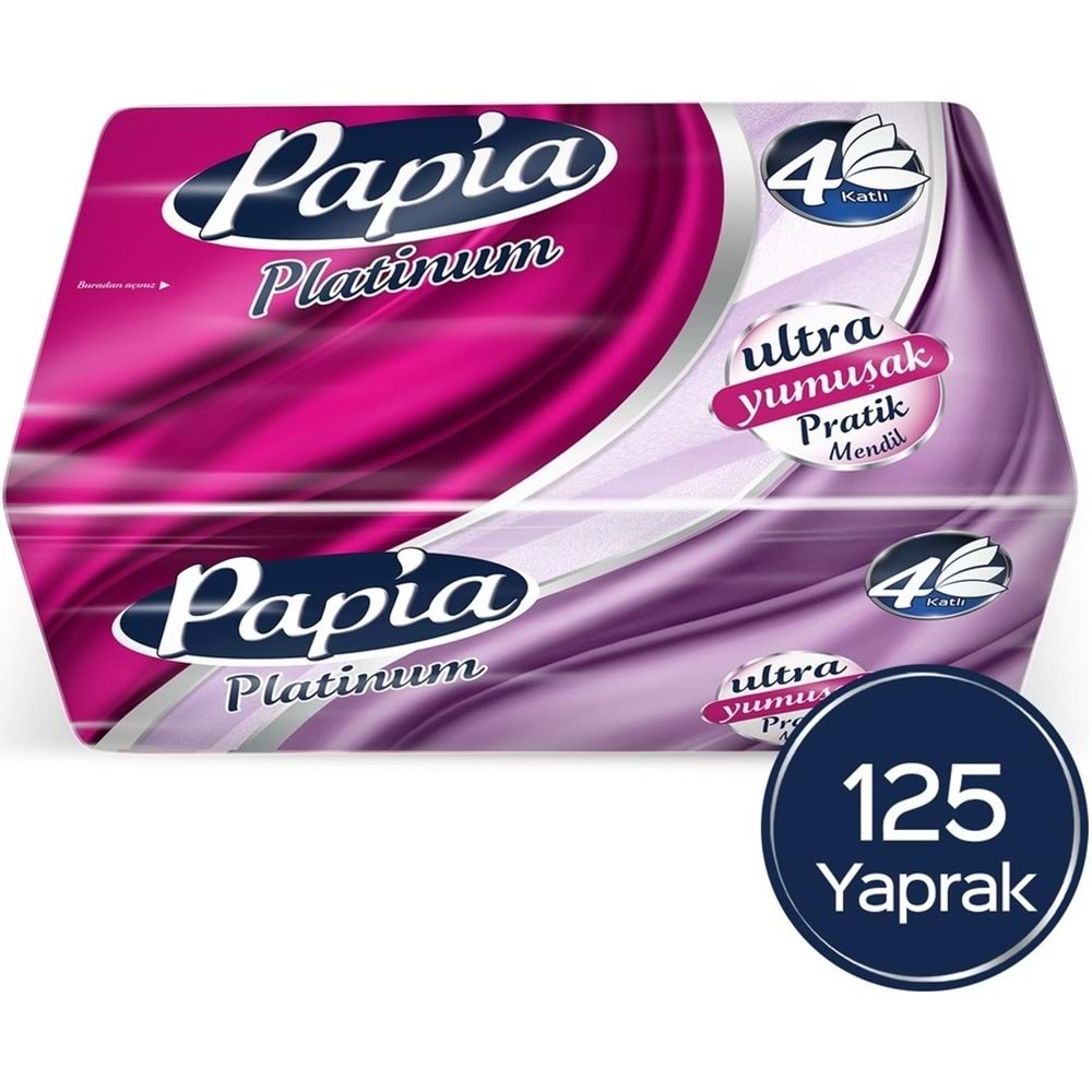 Papia Platinum Pratik Mendil 125 Yaprak (4 Katlı) 375 Yaprak (3PK*125)
