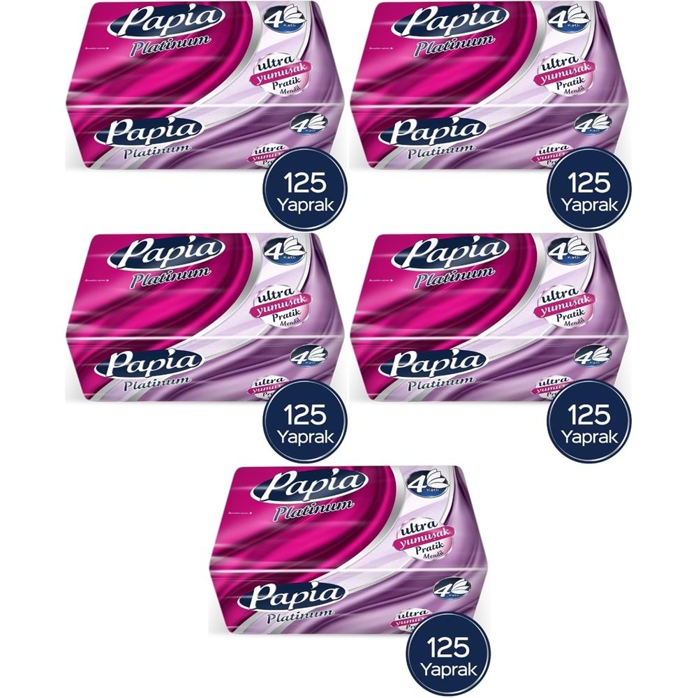 Papia Platinum Pratik Mendil 125 Yaprak (4 Katlı) 625 Yaprak (5PK*125)