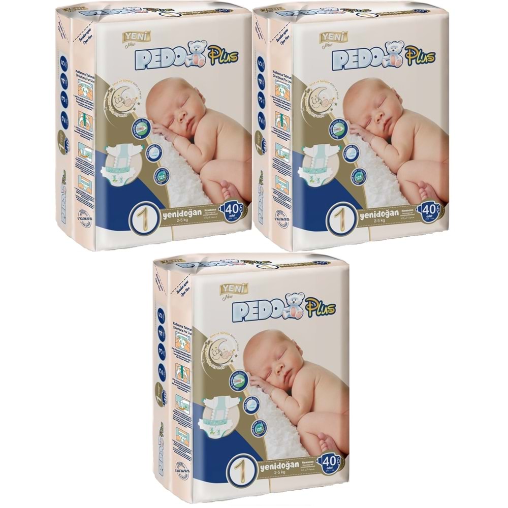 Pedo Plus Bebek Bezi 1 Beden 2-5 KG Yeni Doğan 120 Adet Jumbo Fırsat Pk