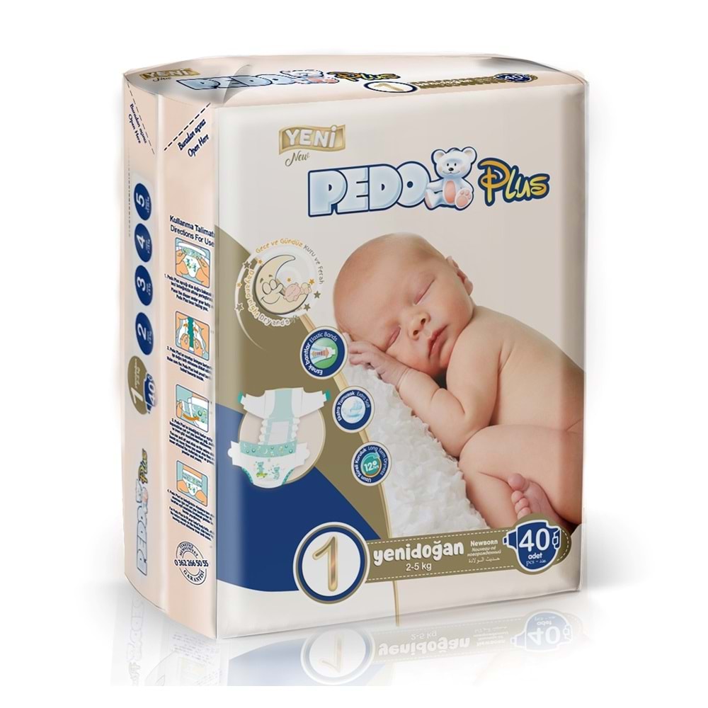 Pedo Plus Bebek Bezi 1 Beden 2-5 KG Yeni Doğan 200 Adet Jumbo MeGa Pk
