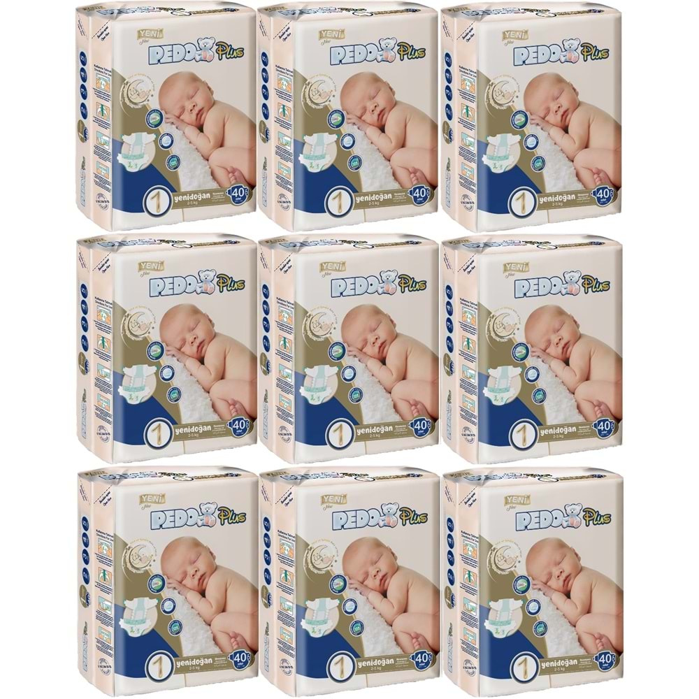 Pedo Plus Bebek Bezi 1 Beden 2-5 KG Yeni Doğan 360 Adet Jumbo Ekstra Pk