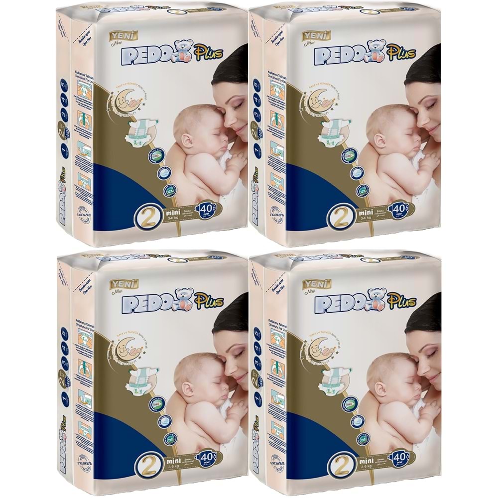 Pedo Plus Bebek Bezi 2 Beden 3-6 KG Mini 160 Adet Jumbo Aylık Pk