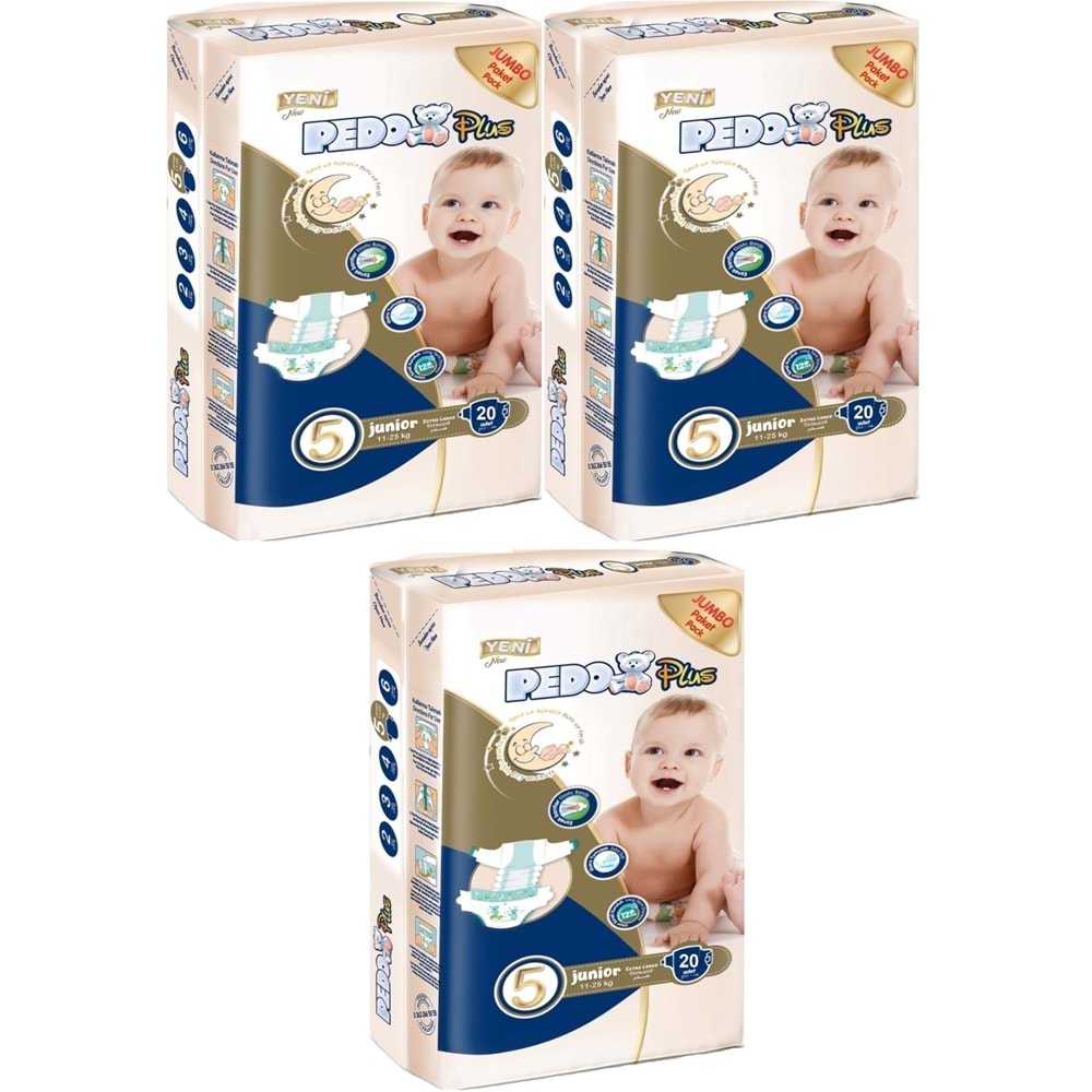 Pedo Plus Bebek Bezi 5 Beden 11-25 KG Junior 60 Adet Jumbo Fırsat Pk