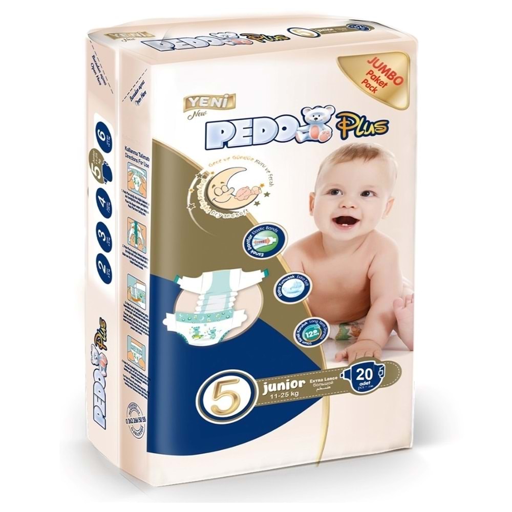 Pedo Plus Bebek Bezi 5 Beden 11-25 KG Junior 80 Adet Jumbo Aylık Pk