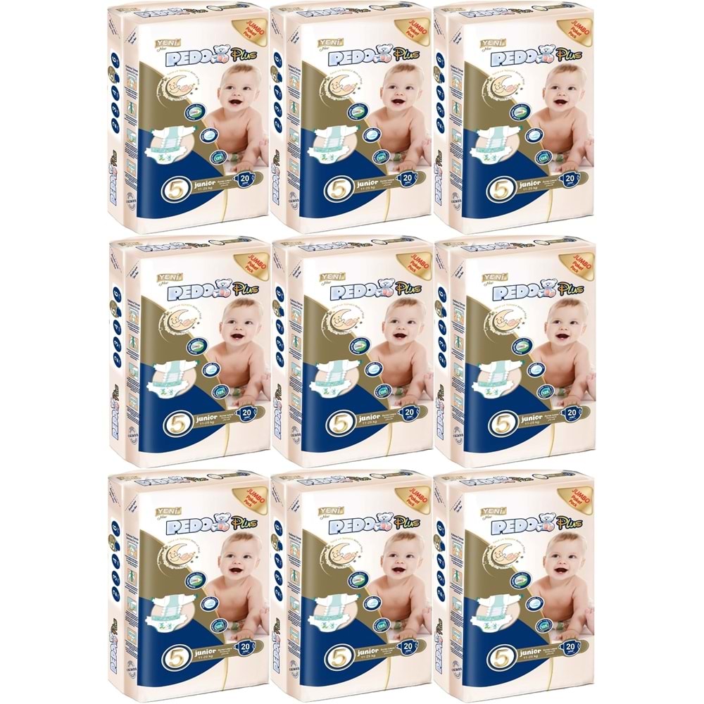 Pedo Plus Bebek Bezi 5 Beden 11-25 KG Junior 180 Adet Jumbo Ekstra Pk