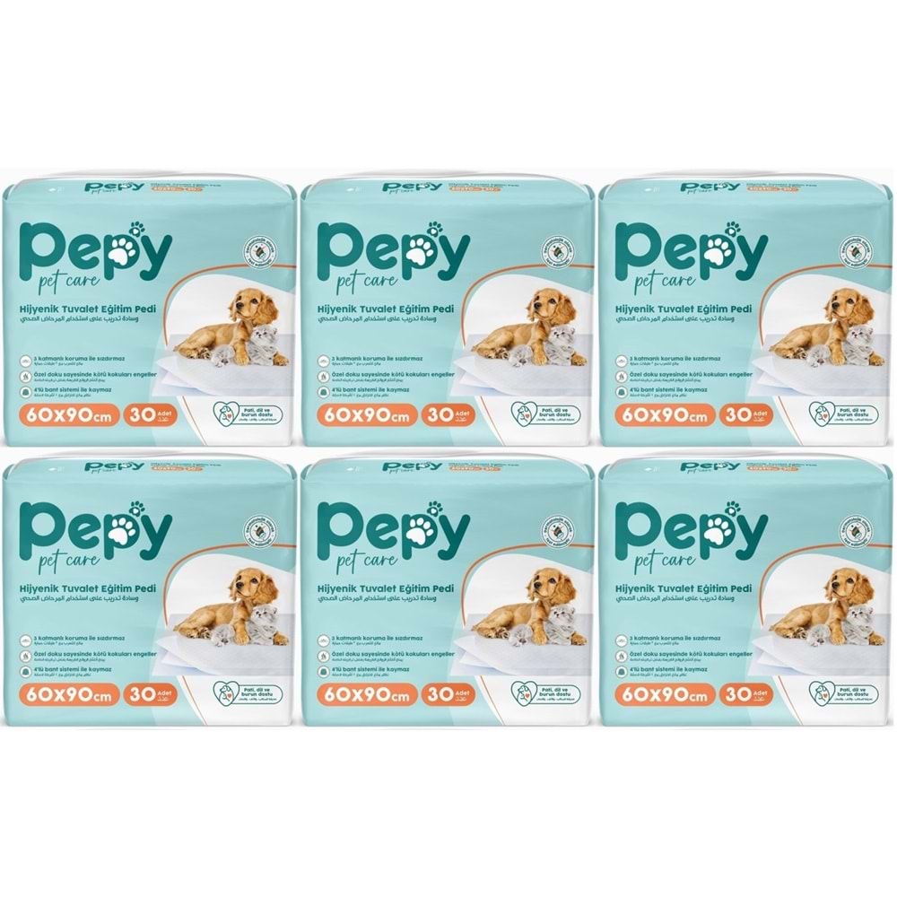 Pepy Evcil Hayvan Tuvalet Eğitim Pedi 60*90CM 180 Adet (6PK*30)