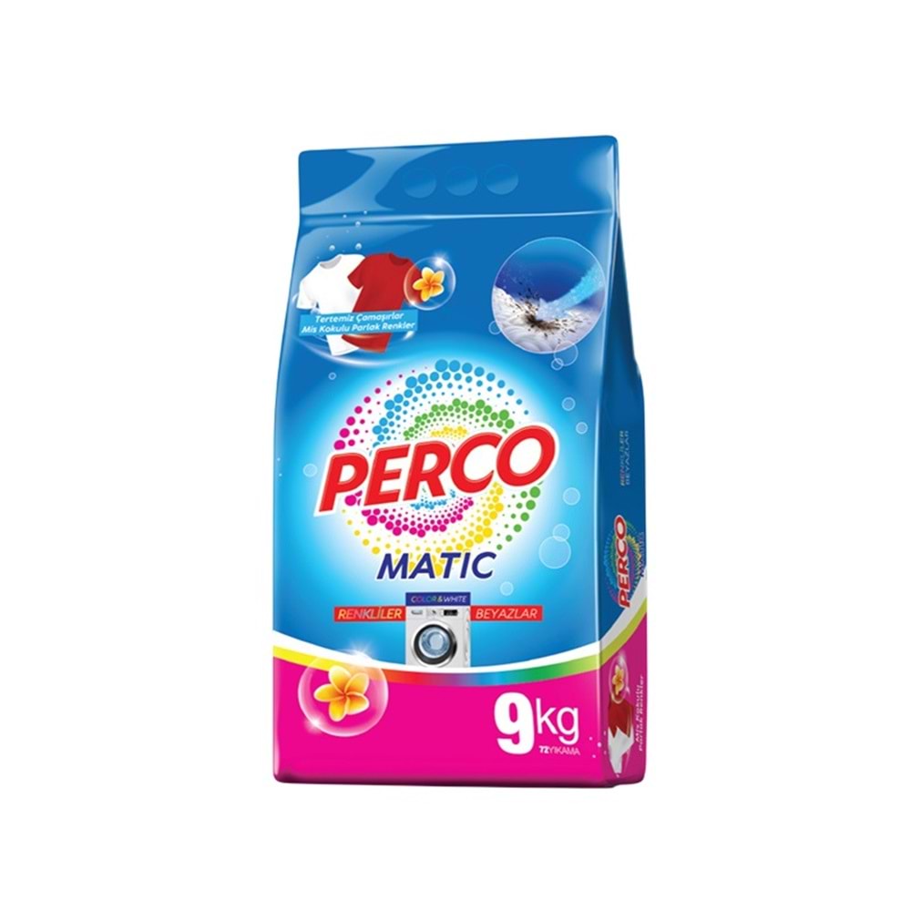 Perco Matik Toz Çamaşır Deterjanı 36KG Beyazlar ve Renkliler Tüm Çamaşırlar (288 Yıkama) (4PK*9KG)