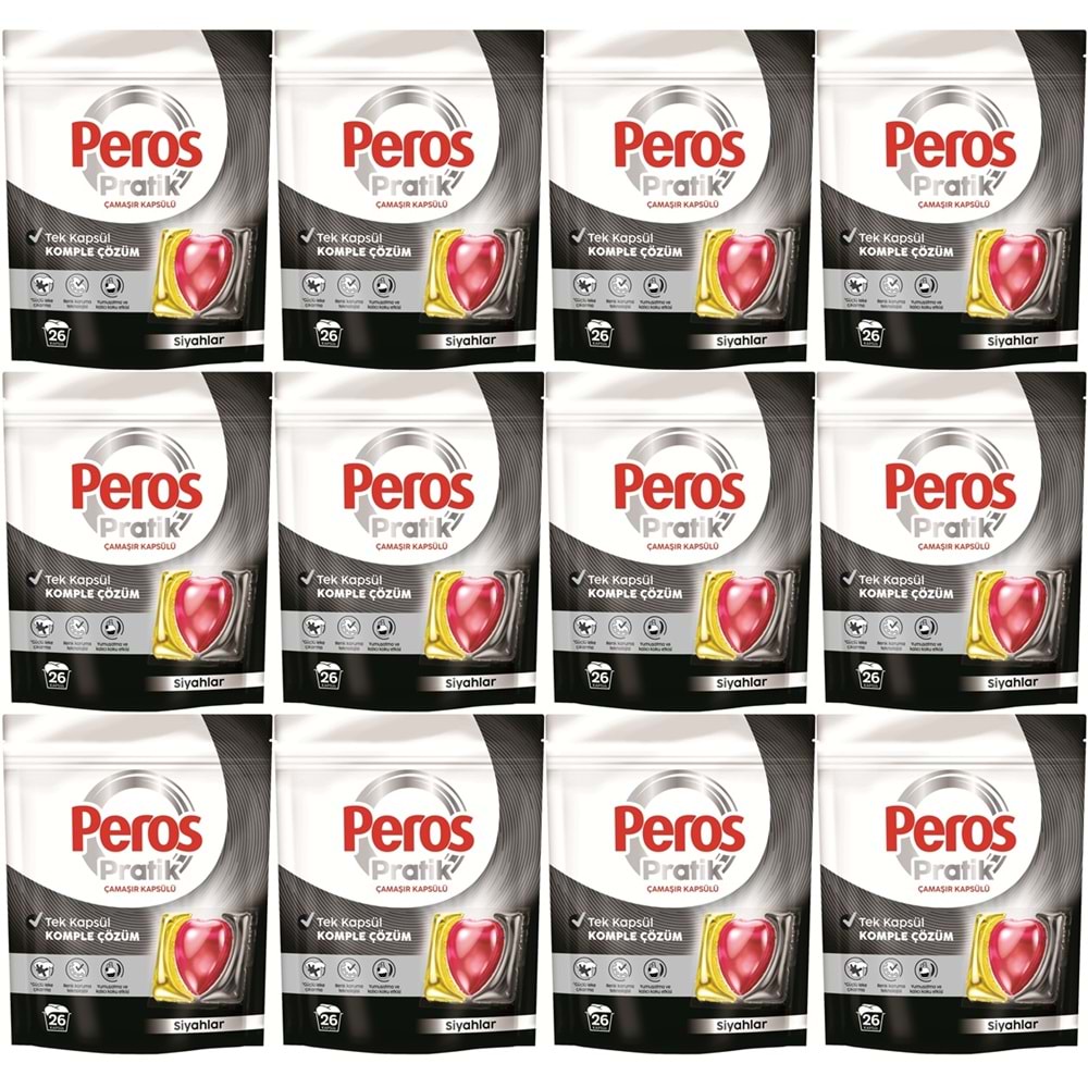 Peros Pratik Matik Çamaşır Deterjanı Kapsülü - Tableti 312 Adet Siyahlar (12PK*26)