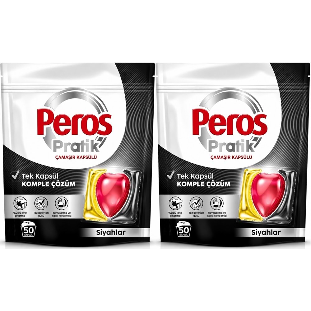 Peros Pratik Matik Çamaşır Deterjanı Kapsülü - Tableti 100 Adet Siyahlar (Avantaj Pk)