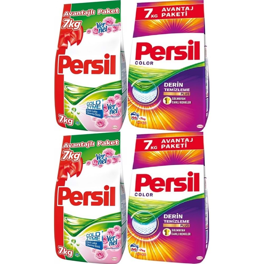 Persil Matik Toz Çamaşır Deterjanı 28 KG Gülün Büyüsü Beyaz + Color/Renkli (184 Yıkama) (4PK*7KG)