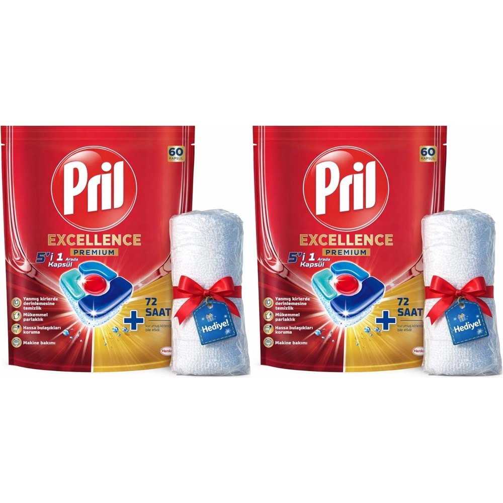 Pril Bulaşık Makinesi Deterjanı Kapsül Tablet Excellence Premium 5 i 1 Arada 120 Adet (2PK*60)