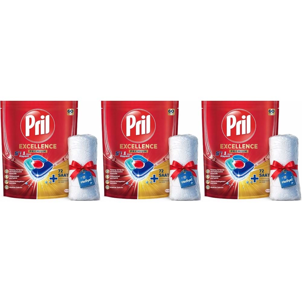 Pril Bulaşık Makinesi Deterjanı Kapsül Tablet Excellence Premium 5 i 1 Arada 180 Adet (3PK*60)