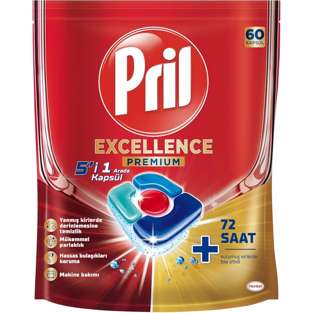 Pril Bulaşık Makinesi Deterjanı Kapsül Tablet Excellence Premium 5 i 1 Arada 180 Adet (3PK*60)