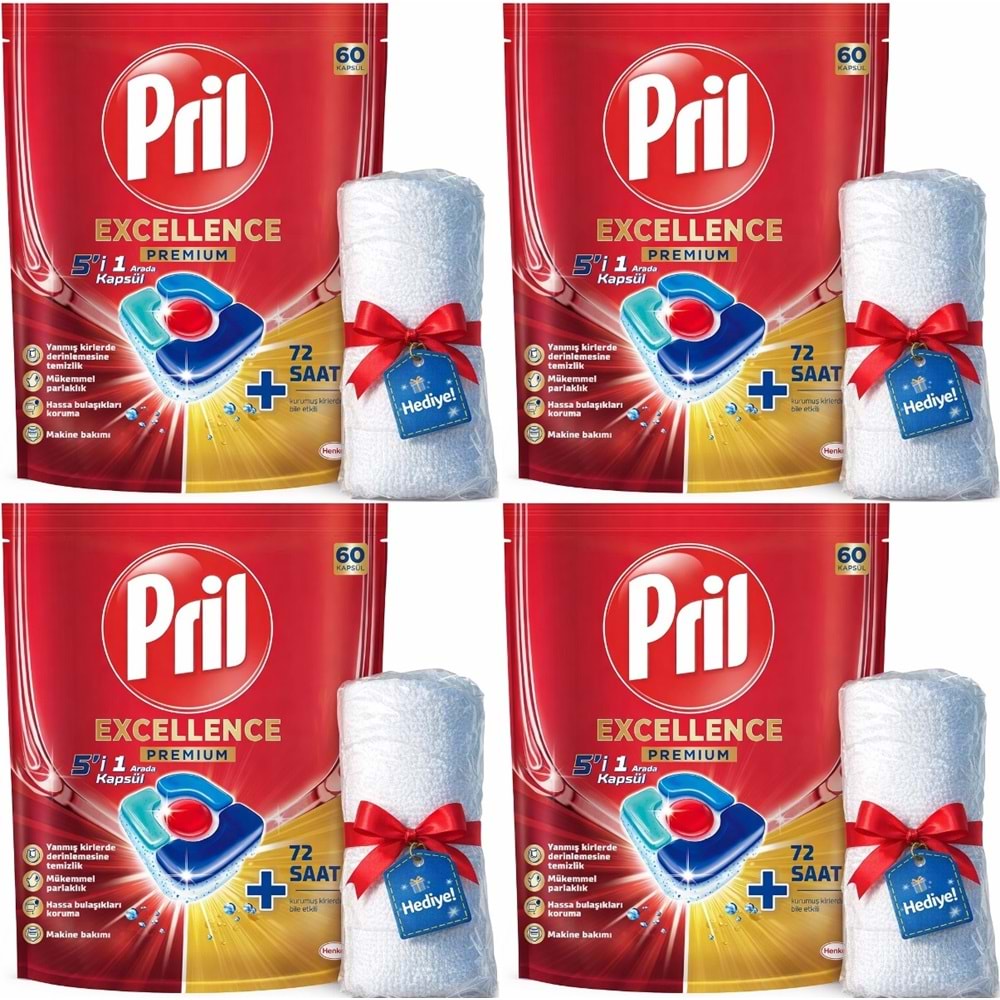 Pril Bulaşık Makinesi Deterjanı Kapsül Tablet Excellence Premium 5 i 1 Arada 240 Adet (4PK*60)