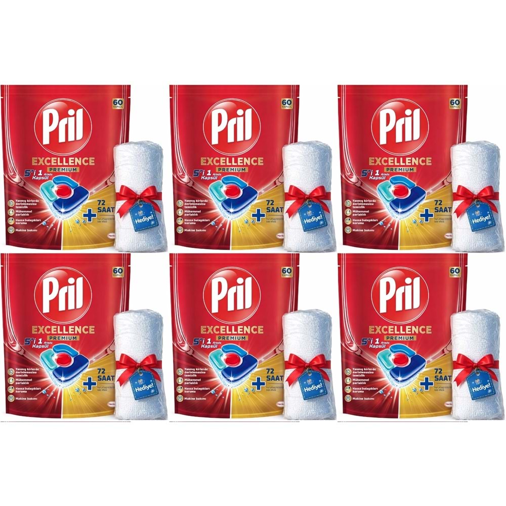 Pril Bulaşık Makinesi Deterjanı Kapsül Tablet Excellence Premium 5 i 1 Arada 360 Adet (6PK*60)