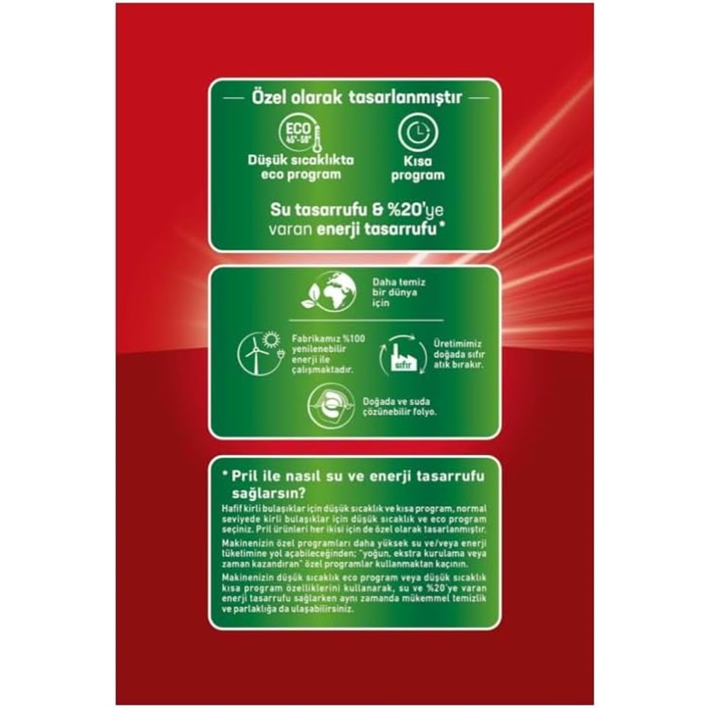 Pril Bulaşık Makinesi Deterjanı Kapsül Tablet Excellence Premium 5 i 1 Arada 480 Adet (8PK*60)