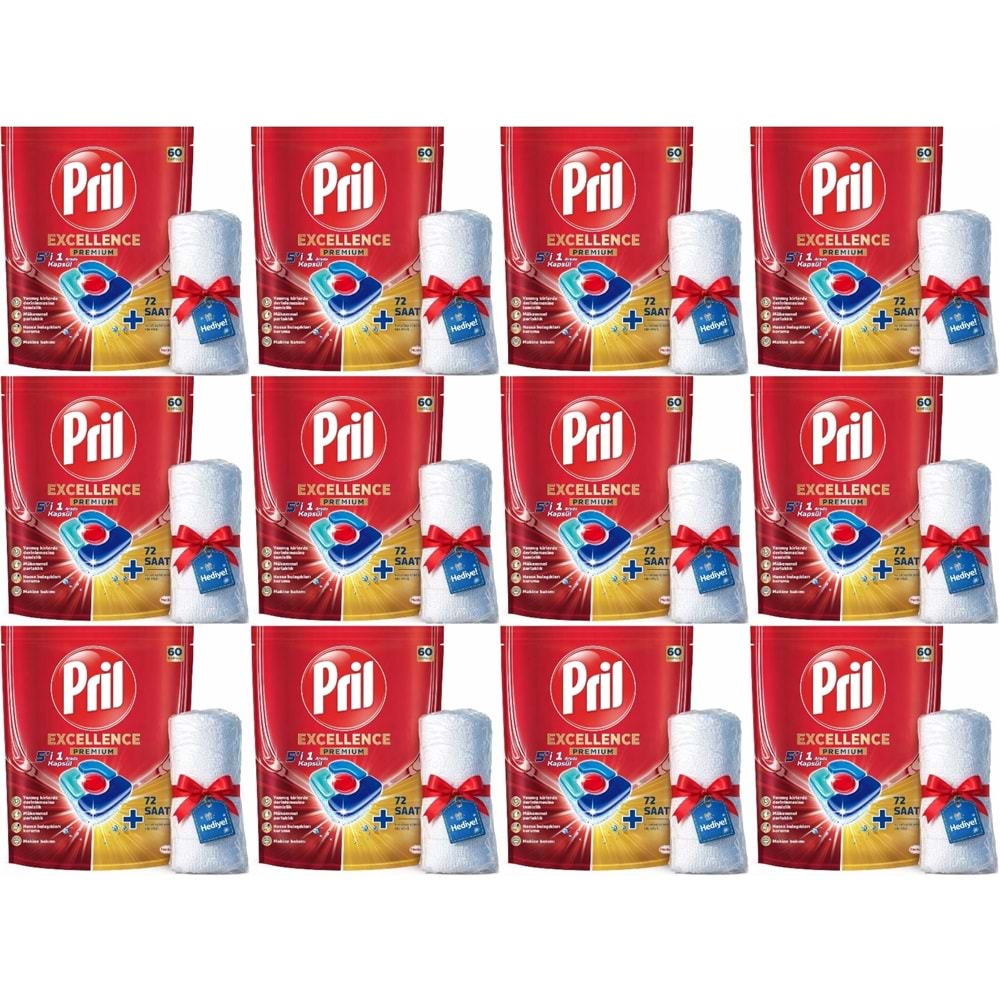 Pril Bulaşık Makinesi Deterjanı Kapsül Tablet Excellence Premium 5 i 1 Arada 720 Adet (12PK*60)