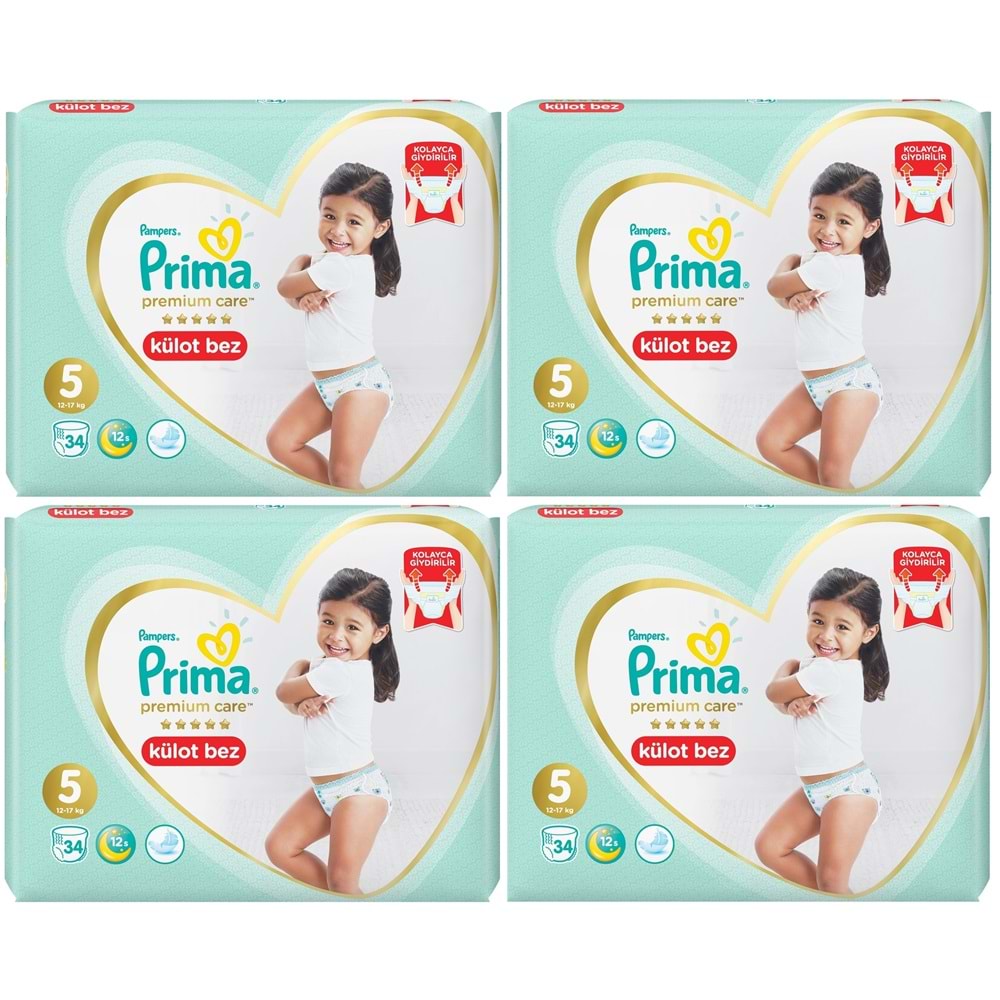 Prima Premium Care Külot Bebek Bezi 5 Beden 12-17 KG 136 Adet Süper Ekonomik Fırsat Pk