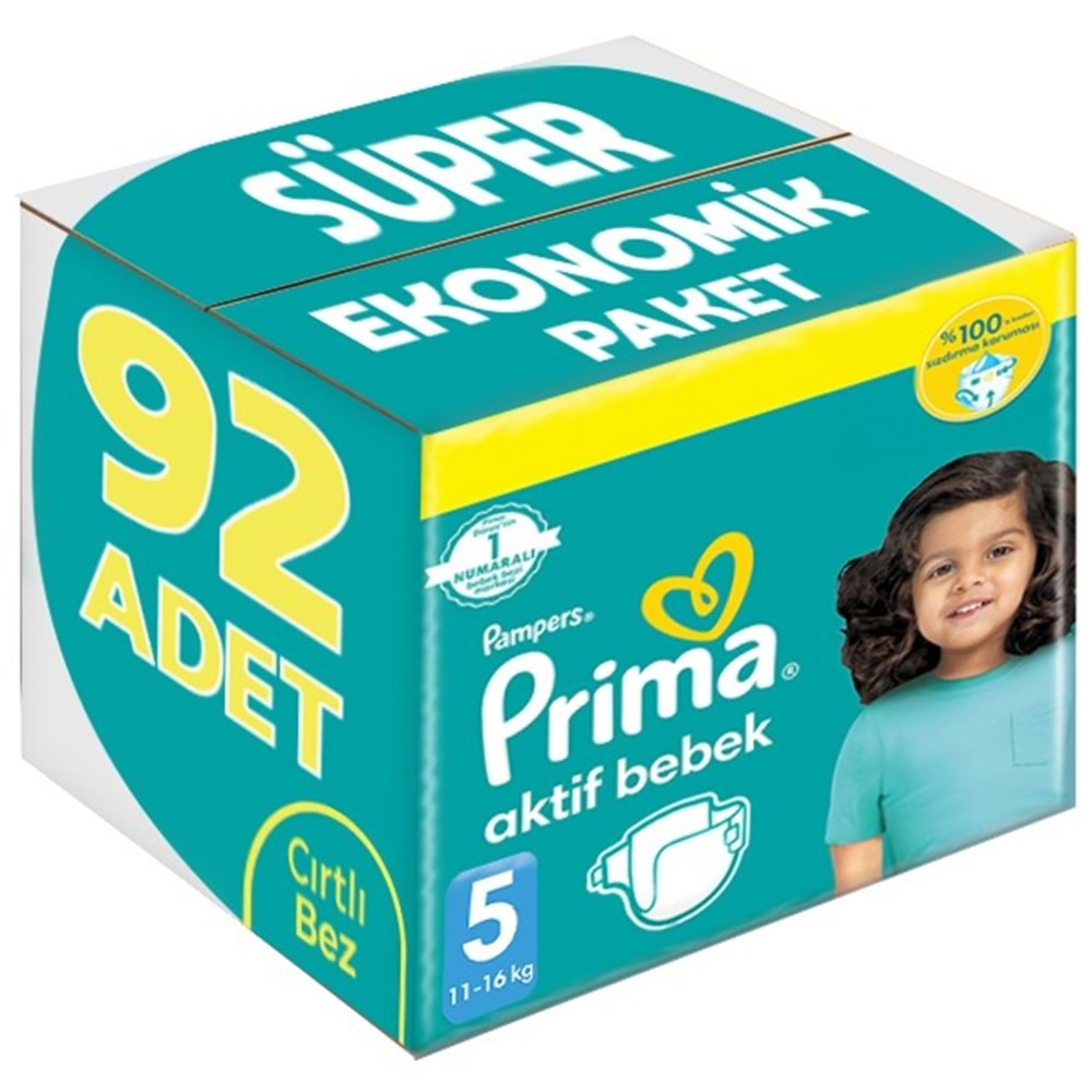 Prima Bebek Bezi 5 Beden 11-16 KG Junior 92 Adet Süper Ekonomik Pk