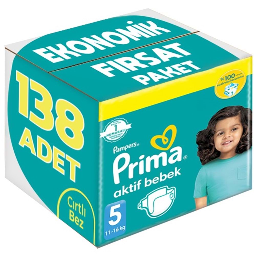 Prima Bebek Bezi 5 Beden 11-16 KG Junior 138 Adet Ekonomik Fırsat Pk