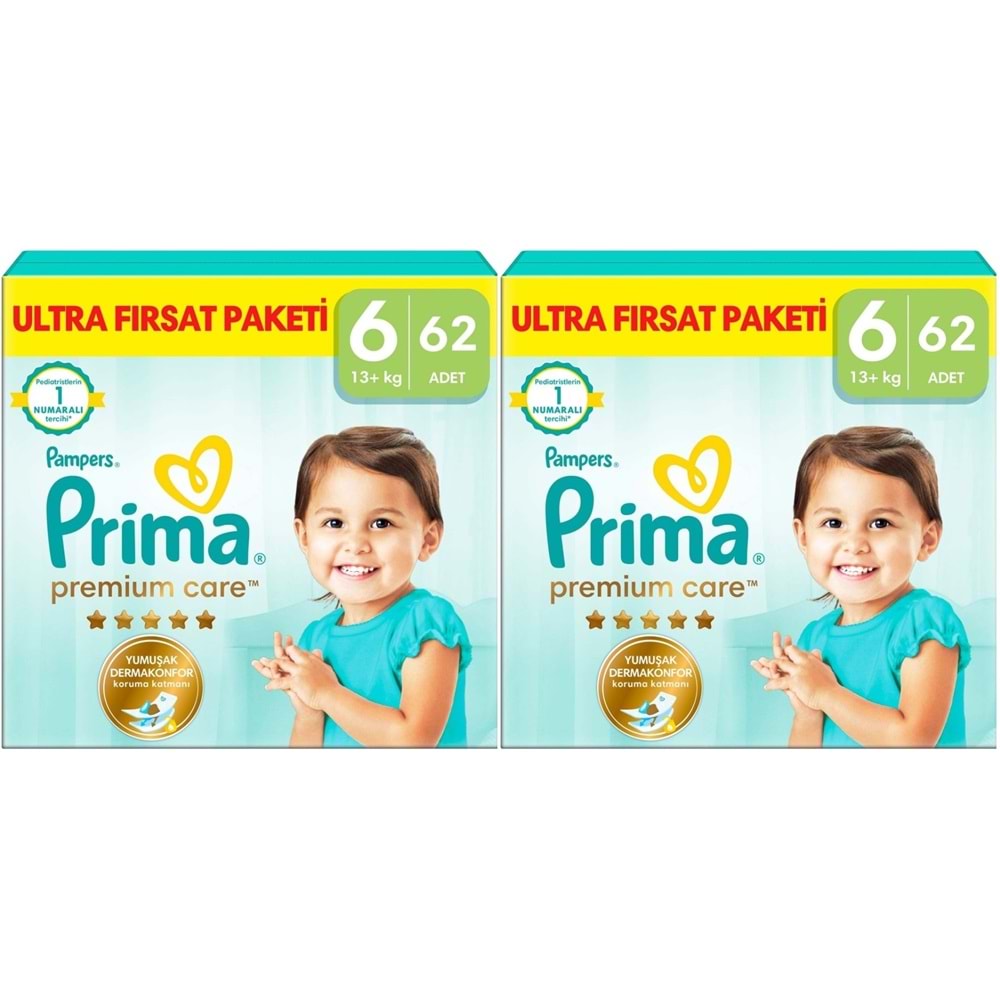 Prima Premium Care Bebek Bezi Beden:6 (13+) Extra Large 124 Adet Mega Fırsat Pk