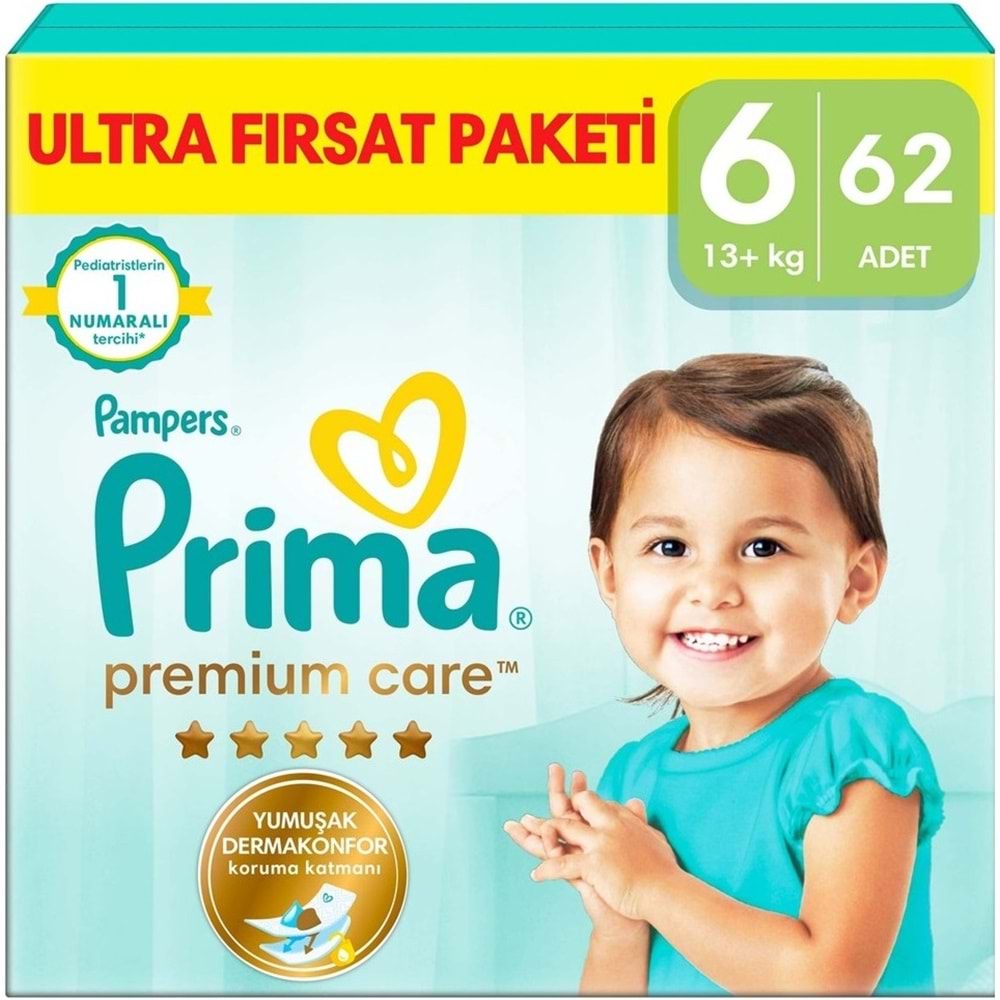 Prima Premium Care Bebek Bezi 6 Beden 13+ Extra Large 124 Adet MeGa Fırsat Pk