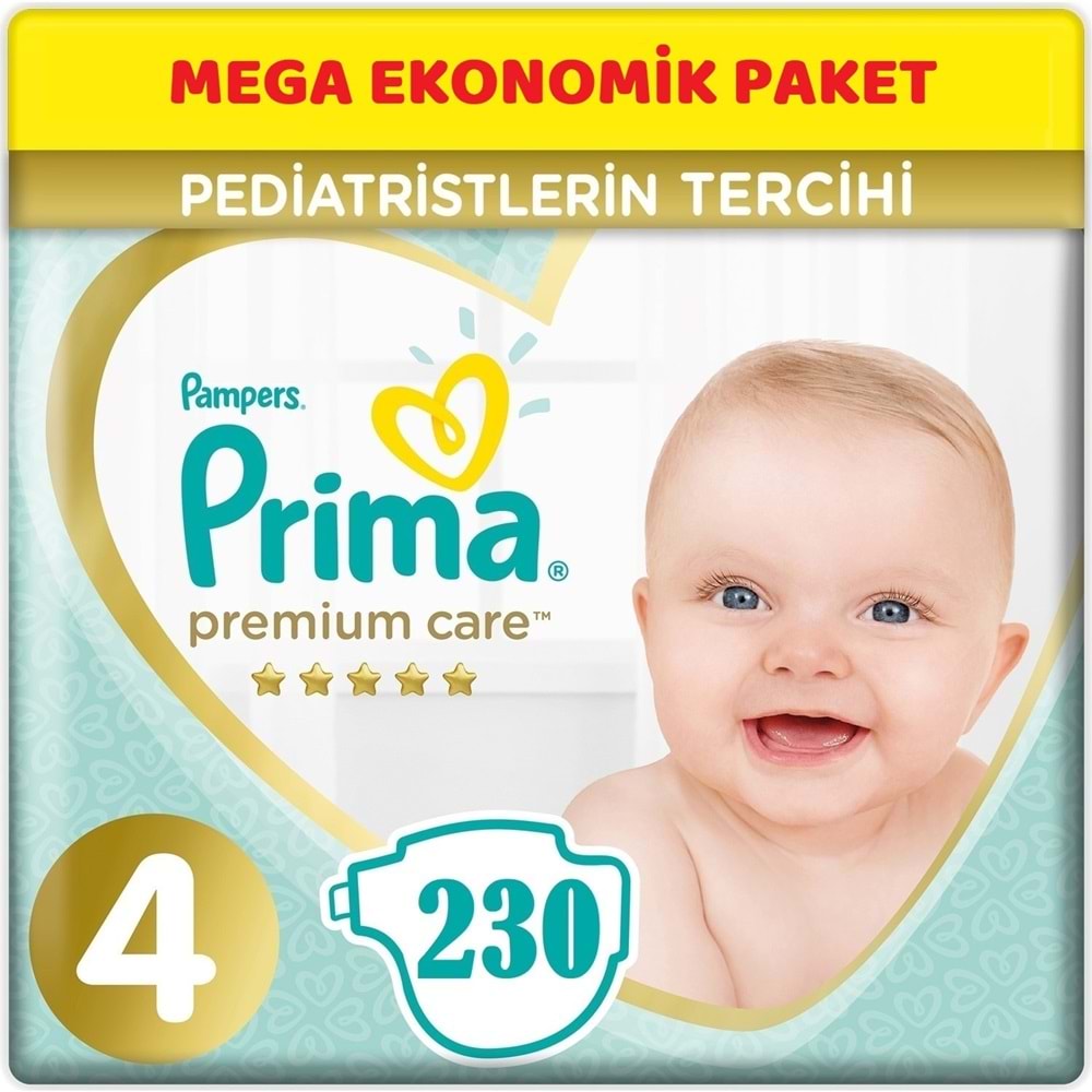 Prima Premium Care Bebek Bezi 4 Beden 9-14 KG Maxi 230 Adet MeGa Ekonomik Pk