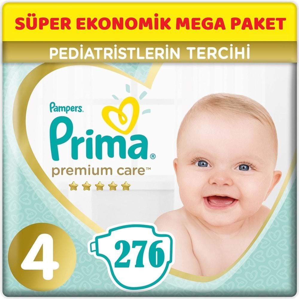 Prima Premium Care Bebek Bezi 4 Beden 9-14 KG Maxi 276 Adet Süper Ekonomik MeGa Pk