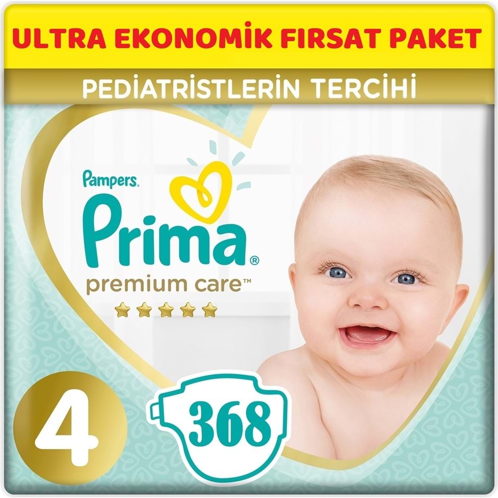 Prima Premium Care Bebek Bezi 4 Beden 9-14 KG Maxi 368 Adet Ultra Ekonomik Fırsat Pk