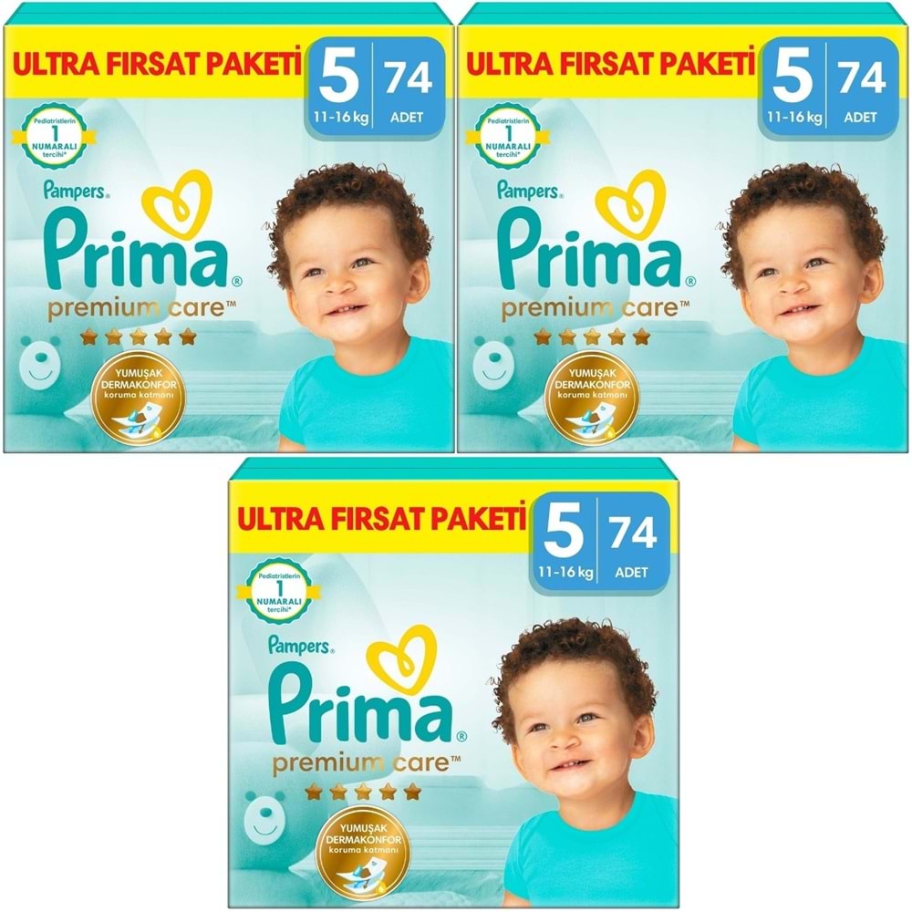 Prima Premium Care Bebek Bezi 5 Beden 11-16 Junior 222 Adet Süper Fırsat Pk